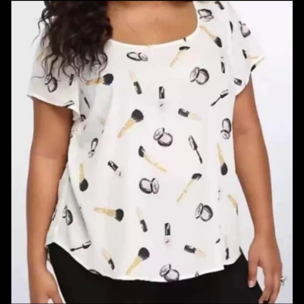 TORRID Plus Size 4X Blouse Shirt Top White Black Pink Makeup Nail Polish